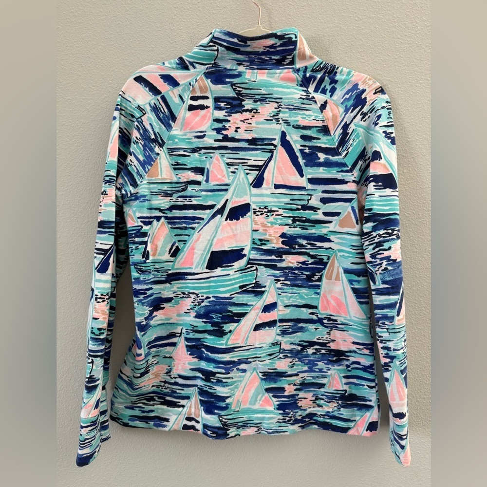 Lilly Pulitzer Skipper Popover Pier Pressure Sailboat print Quarter Zip Small - Picture 4 of 8